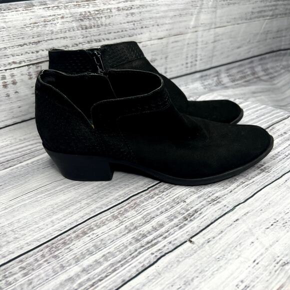 Lucky Brand Brintly Black Suede Leather Ankle Boots Women’s Size 7 - Picture 2 of 4